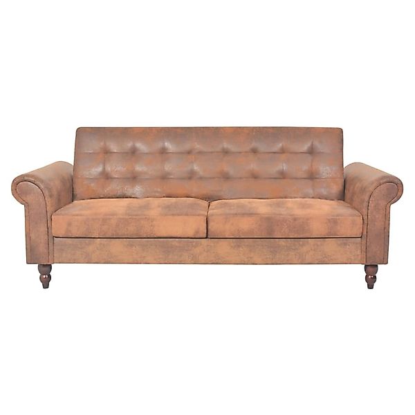Schlafsofa Mit Armlehnen Kunstleder Braun günstig online kaufen