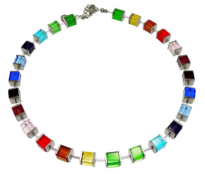 traumschmuck Collier 255bb Glaswürfel 8mm, bunt Edelstahl, Länge wählbar 40 günstig online kaufen