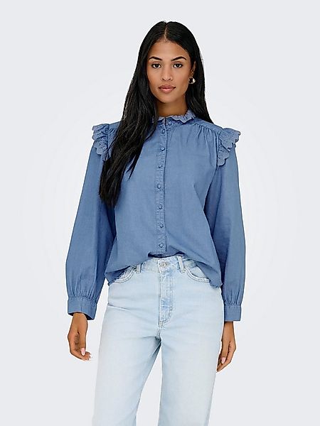 ONLY Jeansbluse ONLPIPER L/S EMB FRILL DNM SHIRT QYT mit Rüschen günstig online kaufen