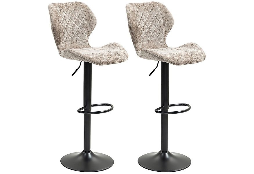 HOMCOM Barhocker mit Lehne, Chenille-Optik, Stahlgestell (Höhenverstellbare günstig online kaufen