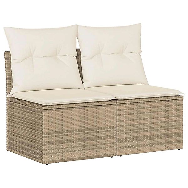 vidaXL 2-Tlg Garten-Sofagarnitur mit Kissen Beige Poly Rattan Akazie 332524 günstig online kaufen