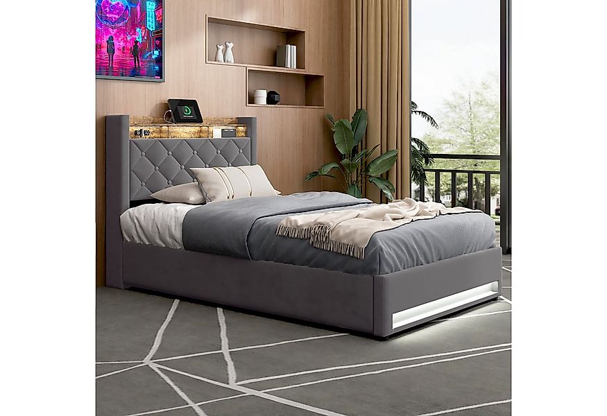 STILVORA Polsterbett 90×200 mit matratze und bettkasten,Stauraumbett Boxspr günstig online kaufen