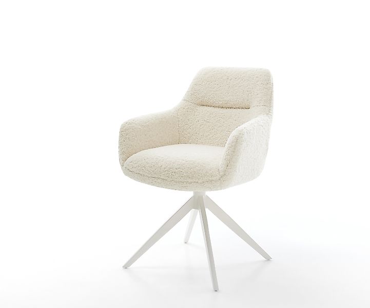 Drehstuhl Pejo-Flex Teddystoff Beige Kreuzgestell breit Weiß 360° drehbar W günstig online kaufen