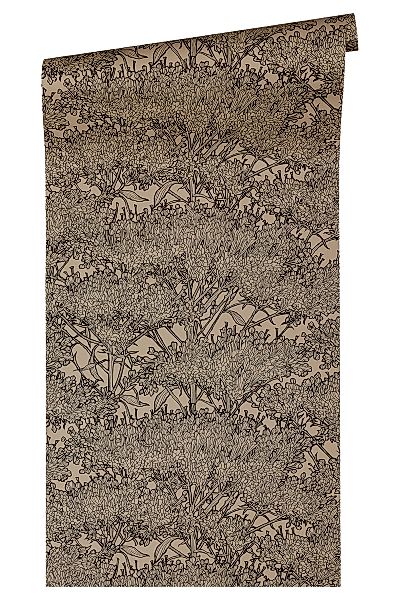 Bricoflor Moderne Tapete mit Blumen Florale Tapete in Beige und Schwarz Ide günstig online kaufen