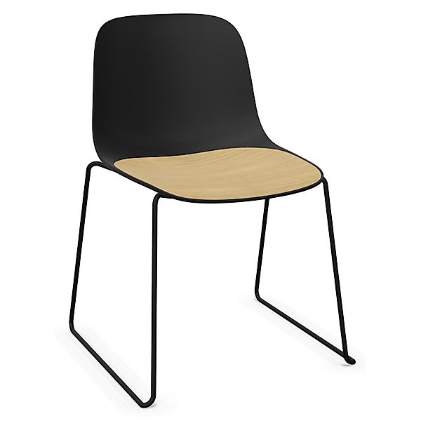 lapalma SEELA S310 | Kufenstuhl | Schale schwarz | Holzsitzfläche | Gestell günstig online kaufen