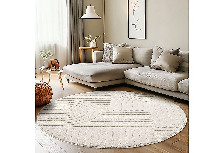 Carpettex Designteppich Skandinavischer Boho, Rund, Höhe: 8 mm, Teppich Woh günstig online kaufen