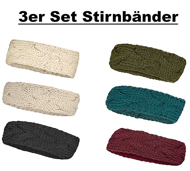 Cool4 Ohrenmütze 3er SET Stirnband Zopfmuster Haarband Ohrenwärmer Grobstri günstig online kaufen