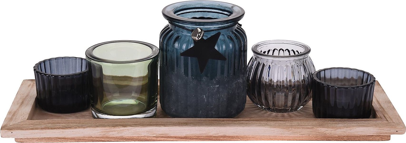 Koopman Teelichthalter Set mit verschiedenen Gläsern - 6 tlg. günstig online kaufen