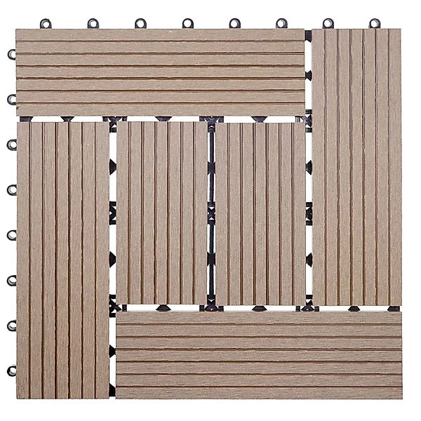 MCW WPC Bodenfliese Sarthe Holzoptik Balkon/Terrasse 11x Je 30x30cm - 1qm B günstig online kaufen