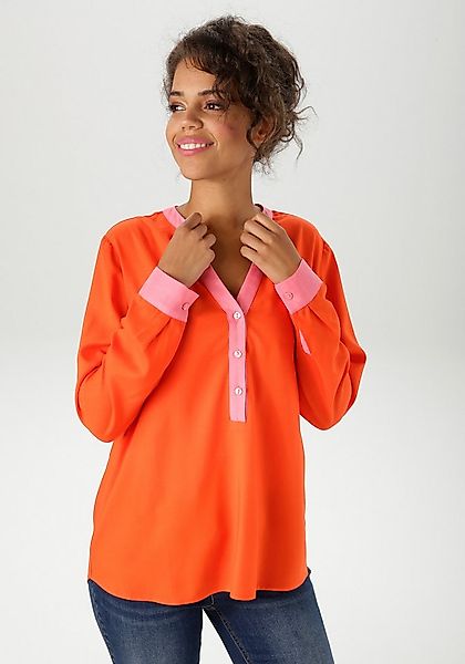 Aniston CASUAL Schlupfbluse mit pinkfarbenen Akzenten günstig online kaufen