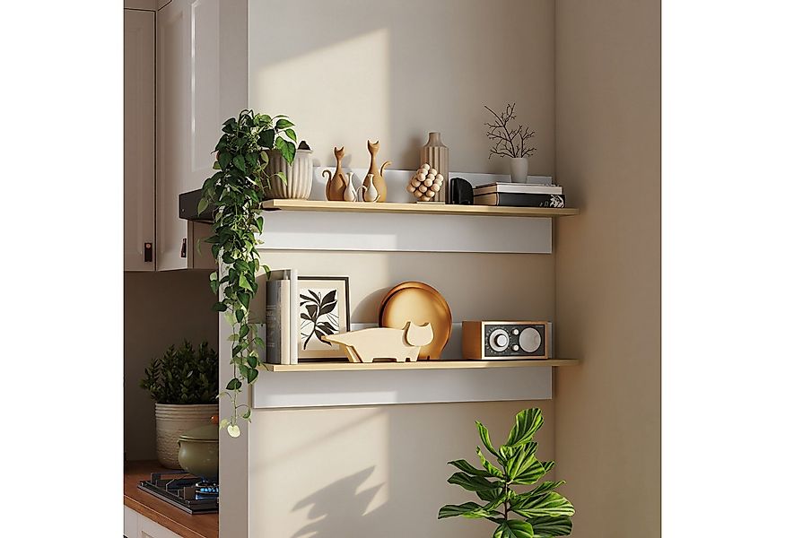 HOMCOM Wandregal, 2er-Set Schweberegal 2-tlg., für Küche, Wohnzimmer, Badez günstig online kaufen