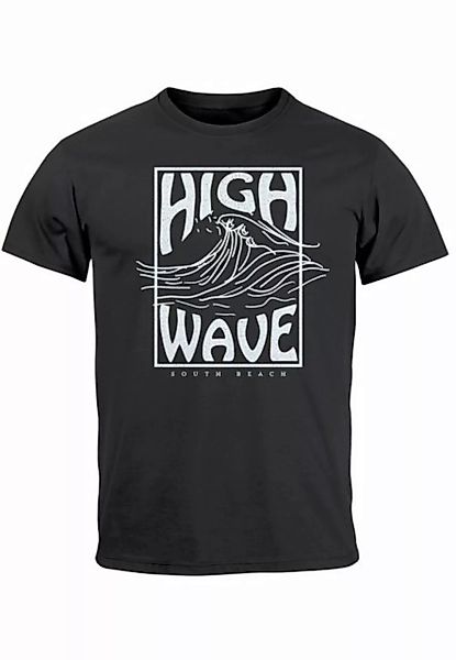 Neverless Print-Shirt Herren T-Shirt High Wave Welle Schrift Line Art Logo günstig online kaufen