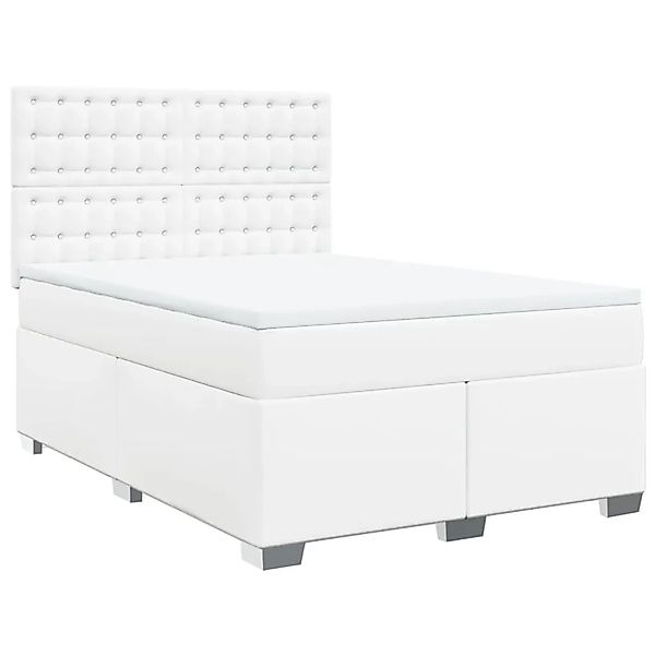 vidaXL Boxspringbett mit Matratze Weiß 140x190 cm Kunstleder 3290721 günstig online kaufen