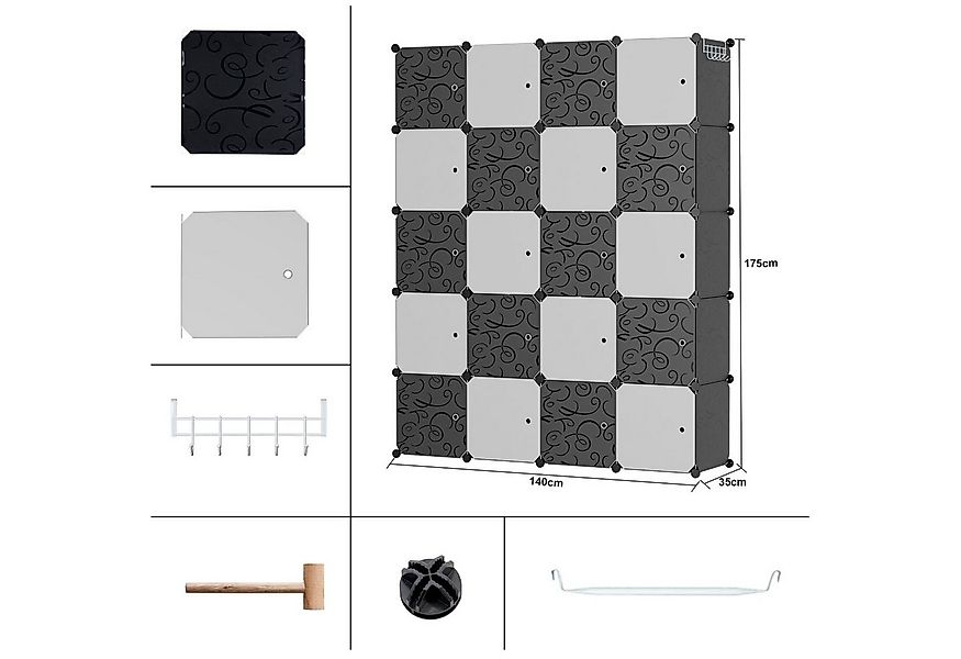 Clanmacy Kleiderschrank DIY 12/16/20 Würfel Kombischrank Stecksystem Steckr günstig online kaufen