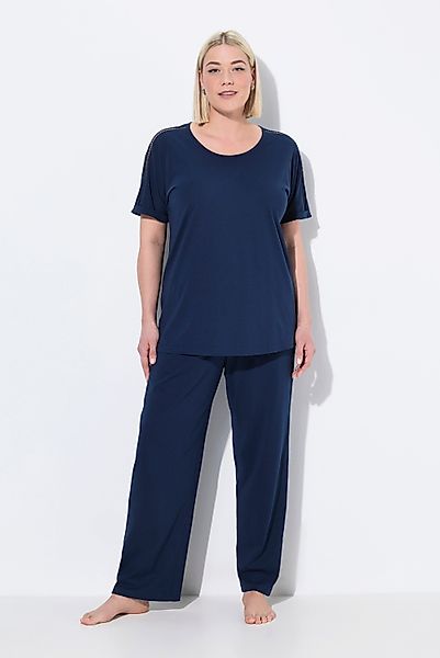 Ulla Popken Pyjama Pyjama Spitzenband Rundhals günstig online kaufen
