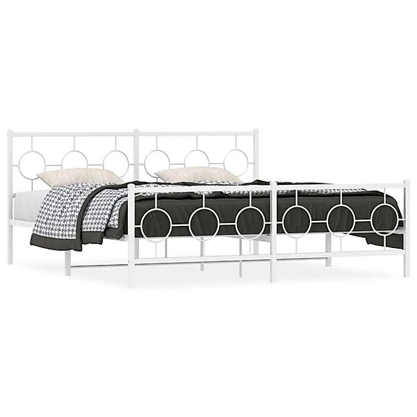 vidaXL Bettgestell mit Kopf- und Fußteil Metall Weiß 183x213 cm 376298 günstig online kaufen