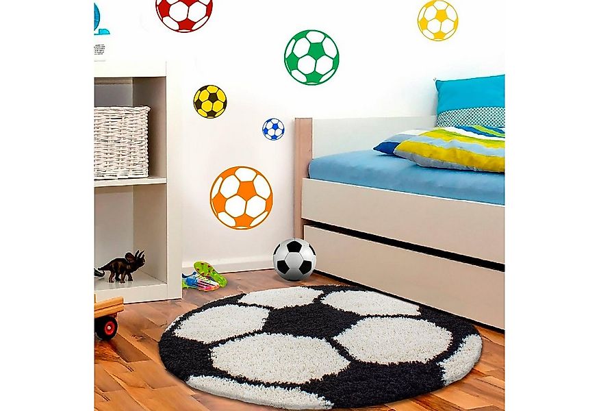 Ayyildiz Teppiche Kinderteppich Fun 6001, rund, Höhe: 30 mm, Fußball Design günstig online kaufen