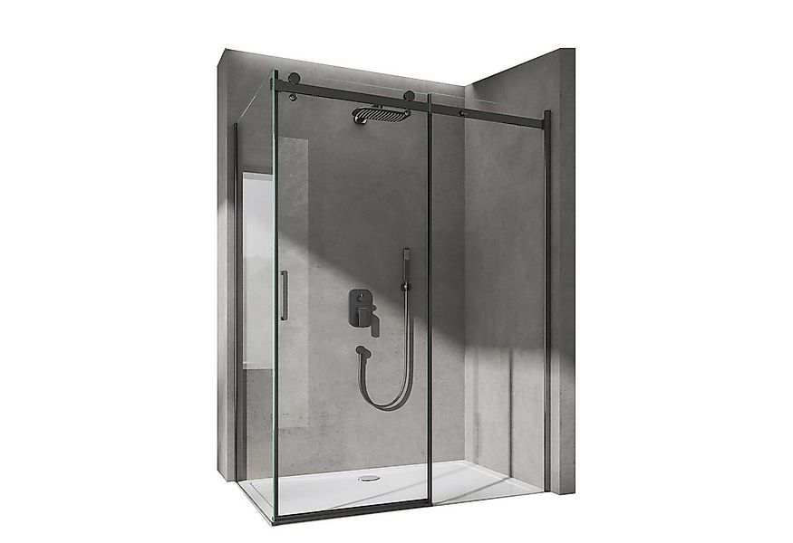 doporro Eckdusche Duschkabine Duschabtrennung schwarz ESG-Glas Nano-Beschic günstig online kaufen