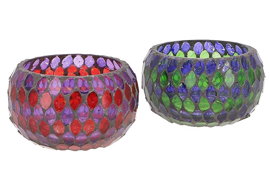Guru-Shop Windlicht 2 handgearbeitete Glas Mosaik günstig online kaufen