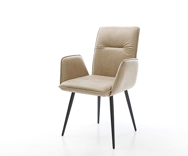 Esszimmerstuhl Vinja-Flex Mikrofaser Beige Vintage 4-Fuß konisch Schwarz günstig online kaufen