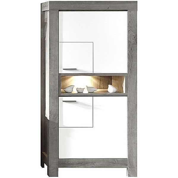 expendio Vitrine Grita 3L weiß / Haveleiche Nb. inkl. Beleuchtung 76x160x42 günstig online kaufen