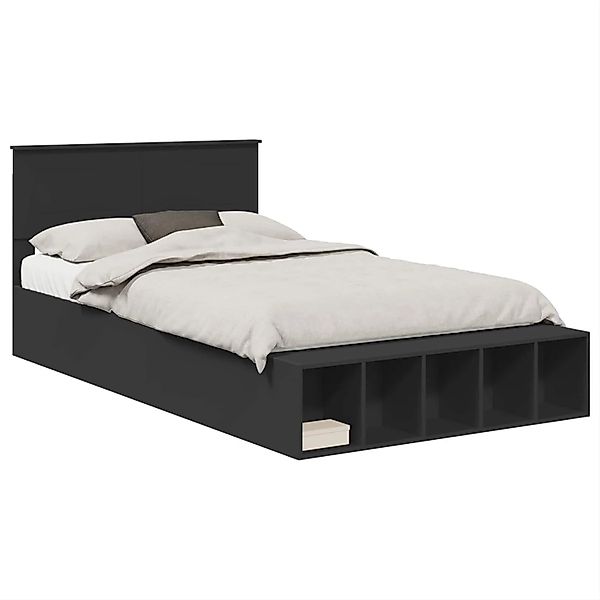 vidaXL Bettrahmen mit Regal Schwarz 120 x 190 cm Holzwerkstoff 3408383 günstig online kaufen