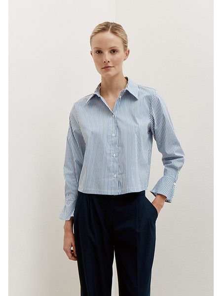 MORE&MORE Langarmbluse Baumwollstretch-Kurzbluse günstig online kaufen