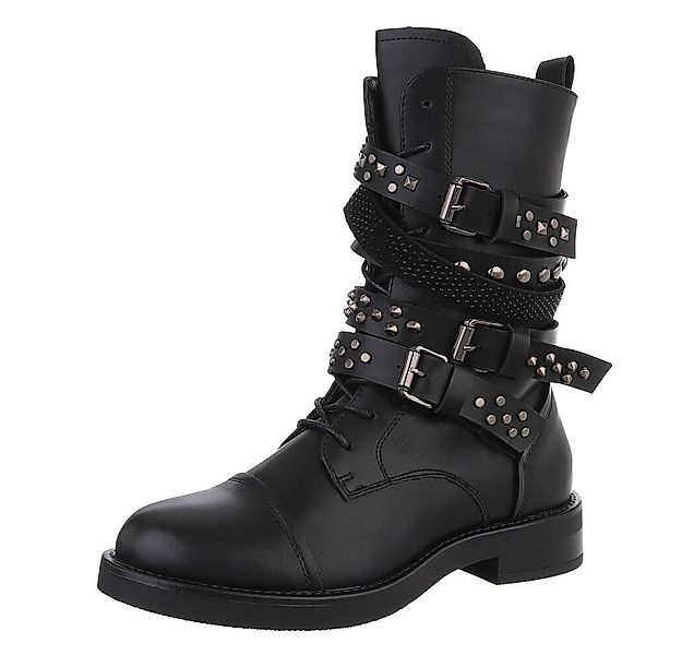 Ital-Design Rockige Boots mit Schnallen und Nieten für Damen Stiefelette (9 günstig online kaufen