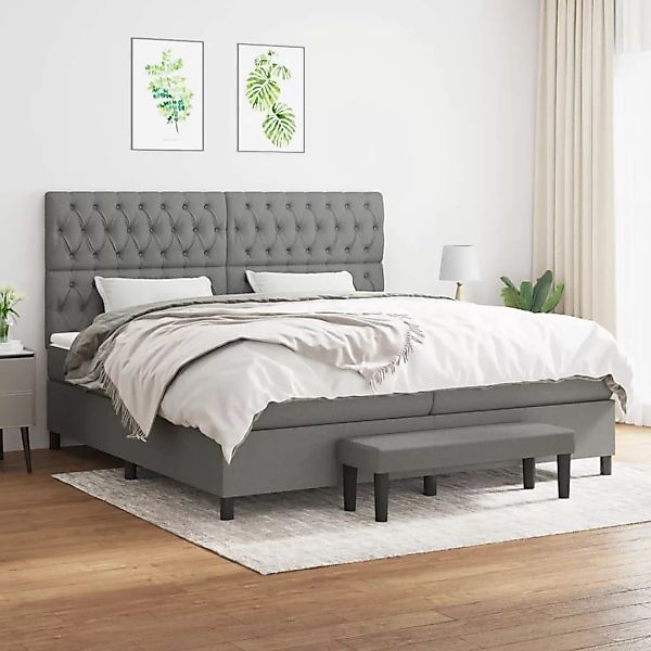 Vidaxl Boxspringbett Mit Matratze Dunkelgrau 200x200 Cm Stoff günstig online kaufen