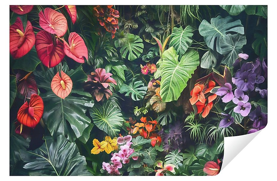 Wallarena Fototapete Dschungel Blumen Blätter Tapete Wohnzimmer Schlafzimme günstig online kaufen