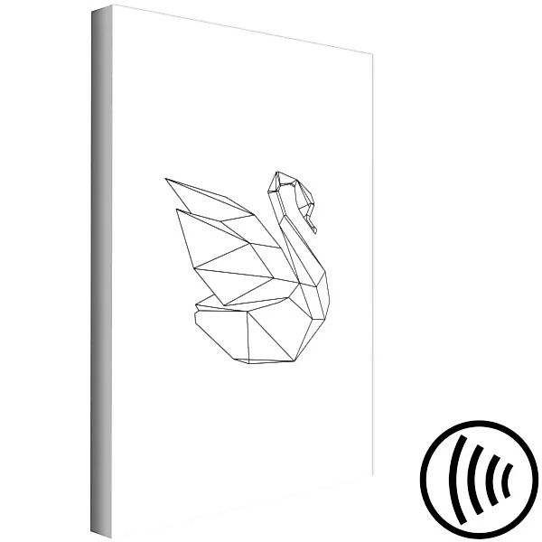 Bild auf Leinwand Schwarze Konturen eines Schwans - weiße, geometrische Abs günstig online kaufen