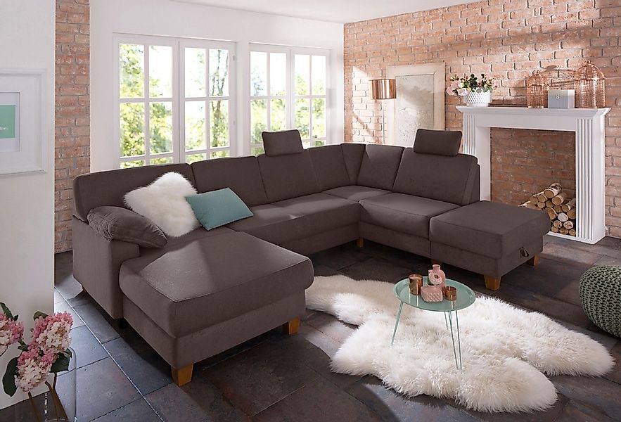 Home affaire Wohnlandschaft »Belfort U-Form« mit Federkern, wahlweise mit B günstig online kaufen