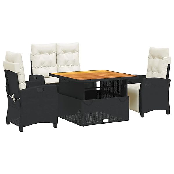 vidaXL 4-Tlg Garten-Essgruppe mit Kissen Schwarz Poly Rattan 3277381 günstig online kaufen