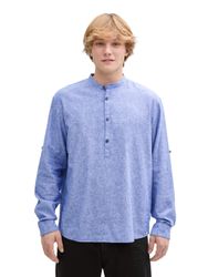 TOM TAILOR Denim Langarmhemd mit Leinenanteil günstig online kaufen