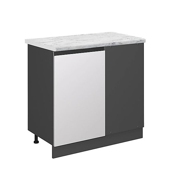 Vicco Eckunterschrank R-Line Küchen Eckschrank Weiß/Anthrazit AP Marmor günstig online kaufen