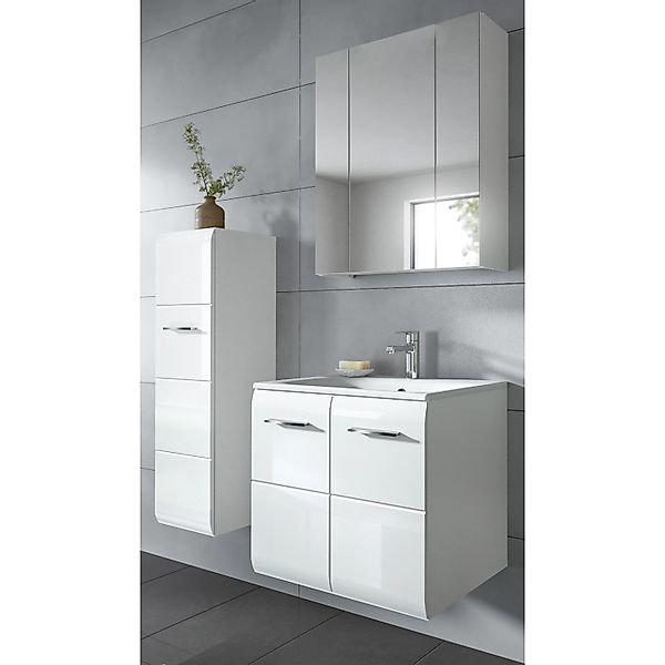 Inn.Furn Badmöbel-Set 3-teilig 105 cm in Weiß Hochglanz Cover günstig online kaufen