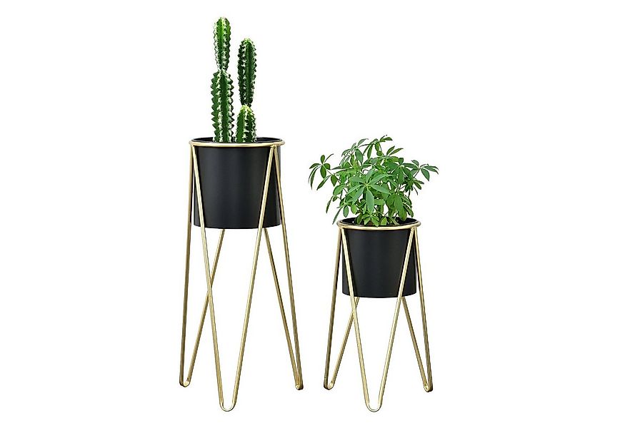 en.casa Blumenständer, Hedera 2er Set Pflanzenständer aus Metall Gold / Sch günstig online kaufen
