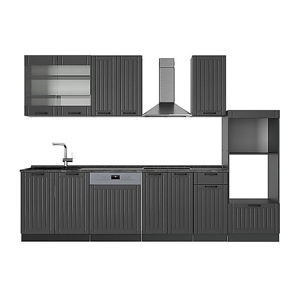 Vicco Küchenzeile Fame-Line, Dunkelgrau/Anthrazit, 300 cm günstig online kaufen