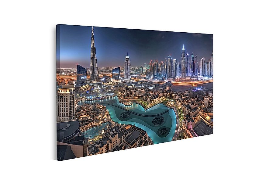 islandburner Leinwandbild, Leuchtende Skyline bei Nacht in Dubai günstig online kaufen