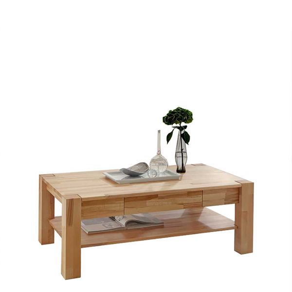 Couchtisch aus Kernbuche Massivholz Schublade günstig online kaufen