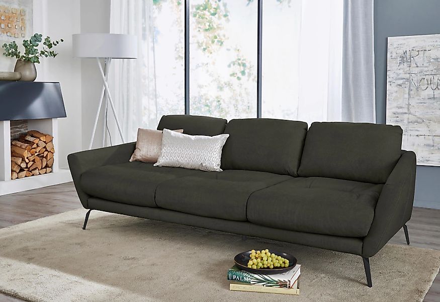W.SCHILLIG Big-Sofa "softy", mit dekorativer Heftung im Sitz, Füße schwarz günstig online kaufen