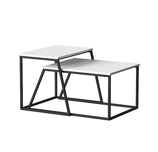 Vicco Couchtisch Myra, Weiß/Schwarz, 60 x 50 cm 2 Teile günstig online kaufen