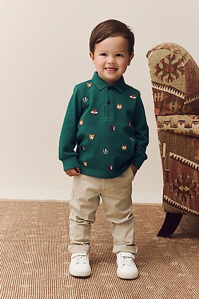 Next Langarm-Poloshirt Langarm-Poloshirt mit durchgehender Stickerei günstig online kaufen