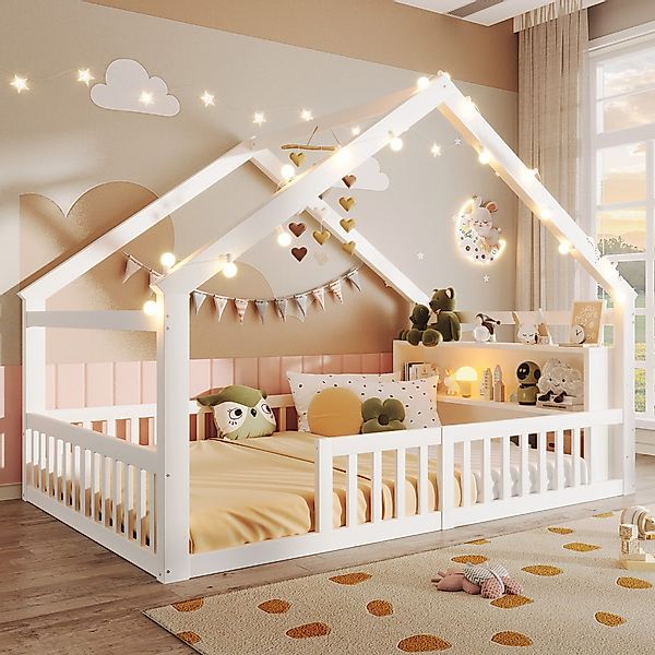 Flieks Kinderbett, Holzbett Bodenbett Hausbett 140x190cm günstig online kaufen