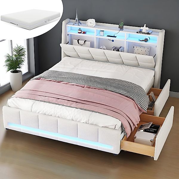 OKWISH Polsterbett Stauraumbett Kinderbett Gästebett Funktionsbett günstig online kaufen
