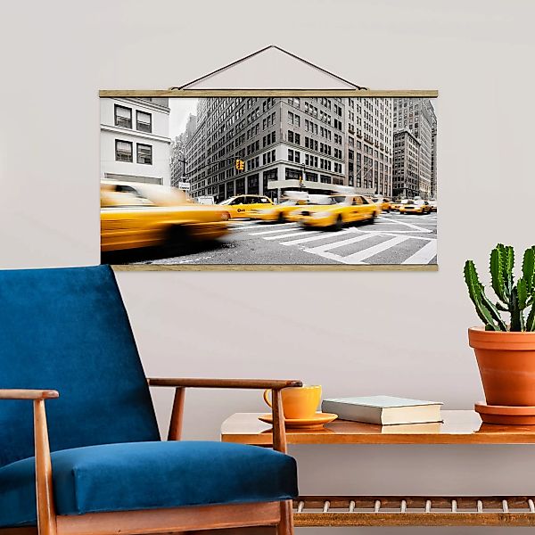 Stoffbild Architektur mit Posterleisten - Querformat Rasantes New York günstig online kaufen
