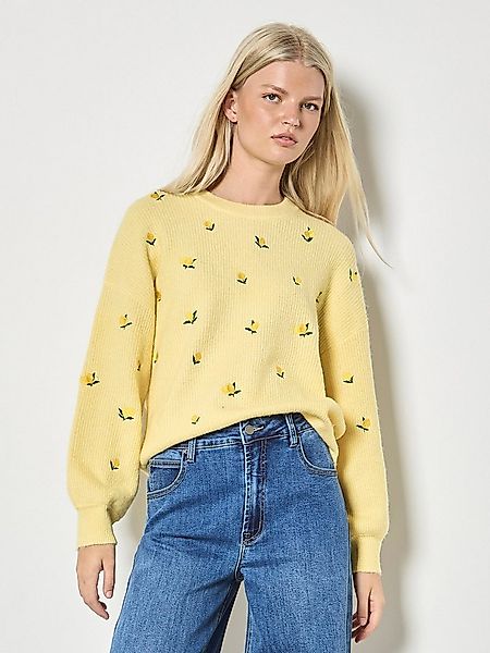 Apricot Strickpullover Strickpullover mit Zitronenstickerei Stickerei günstig online kaufen