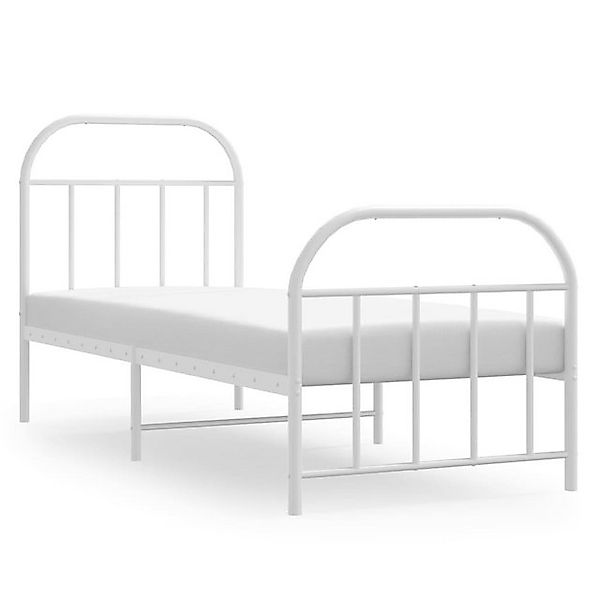 vidaXL Bett Bettgestell mit Kopf- und Fußteil Metall Weiß 75x190 cm günstig online kaufen