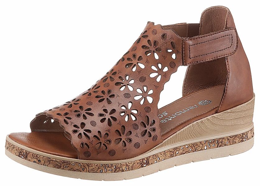 Remonte Keilsandalette, Sommerschuh, Sandale, Keilabsatz, mit floralem Lase günstig online kaufen