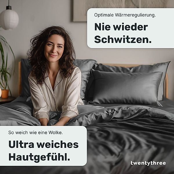 twenty:three® Bettbezug Lyocell Deckenbezug Dark Gray, günstig online kaufen